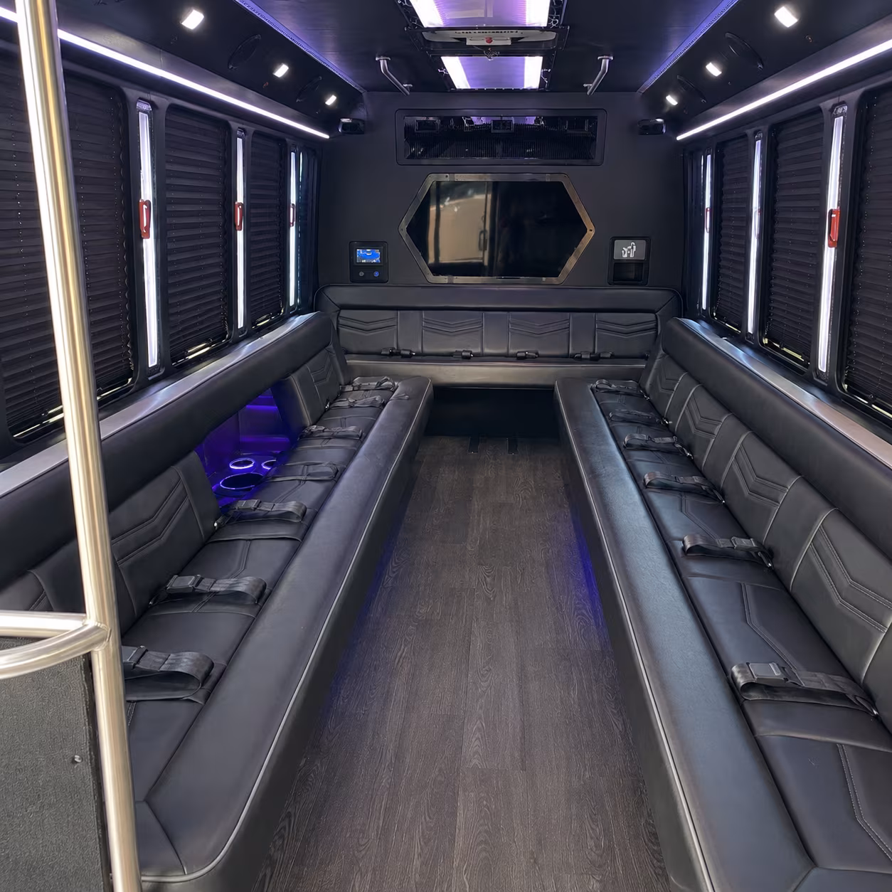 rancho cucamonga 18 passenger party bus interior