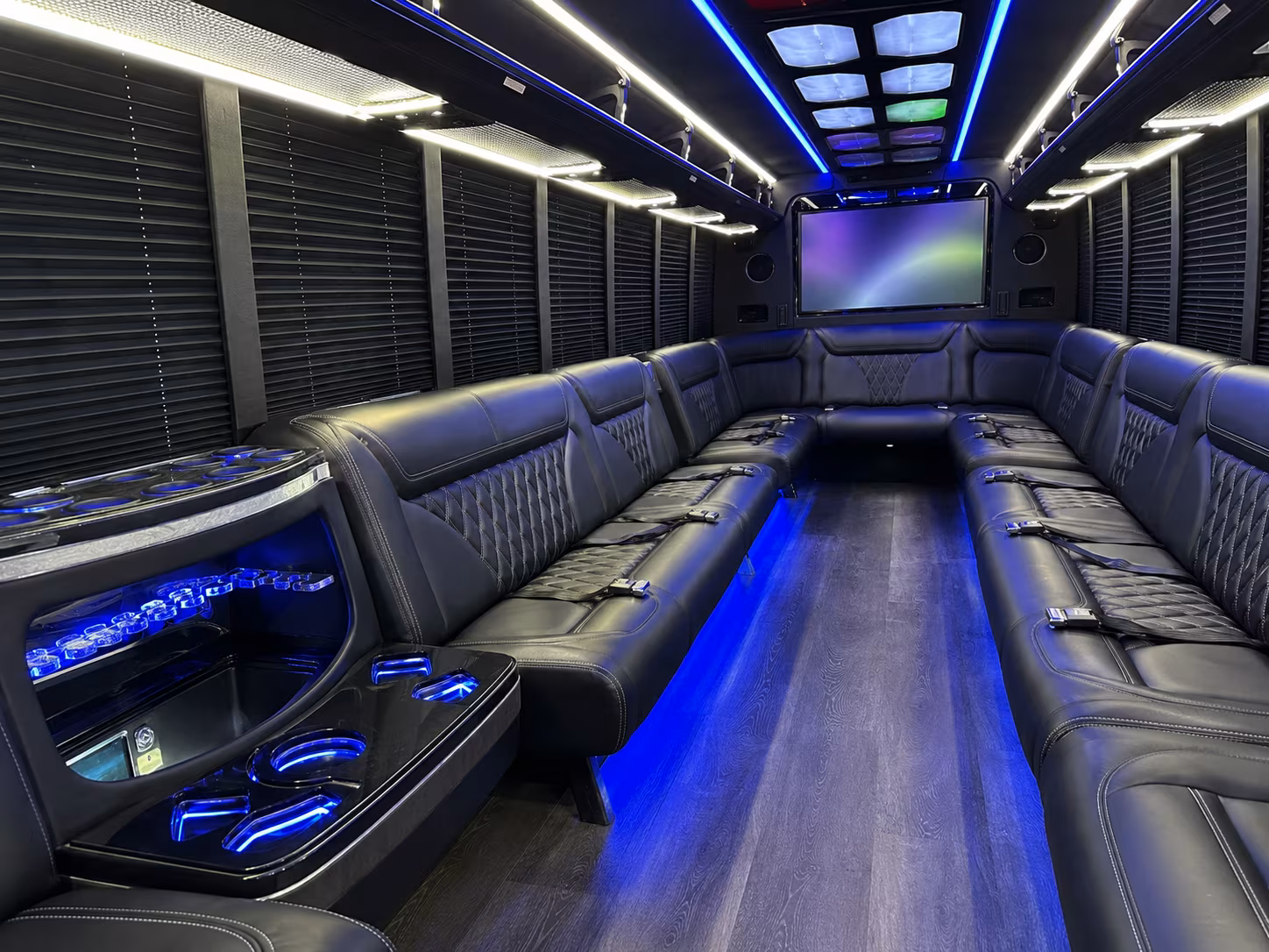 rancho cucamonga 20 passenger party bus inside