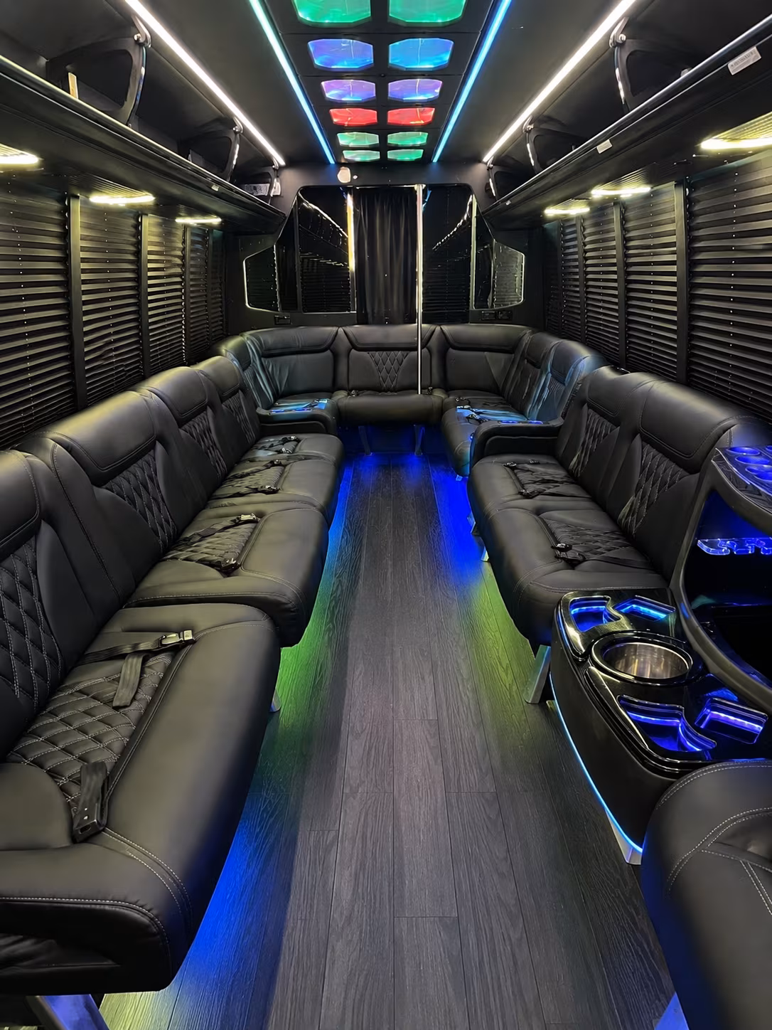 rancho cucamonga 20 passenger party bus interior
